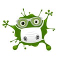Vector green virus splash protected with medical mask Royalty Free Stock Photo