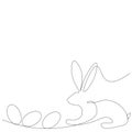 Easter bunny and eggs continuous linr drawing. Vector