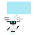 Vector cute drone robot character with speech bubble