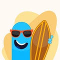 Vector funny surfer character with surf board