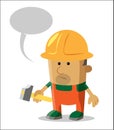 Cartoon character builder worker with a hammer