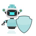 Vector cute doctor robot with shield Royalty Free Stock Photo