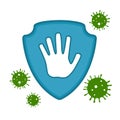 Vector stop virus sign with protection shield.