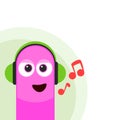 Cartoon character listening music with headphone