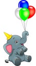 Cute elephant holding balloons on a white background Royalty Free Stock Photo