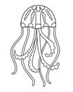 Jellyfish. Jellyfish sea animal - linear vector illustration for coloring. A resident of the underwater world