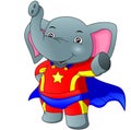 Cute elephant wearing super hero custome