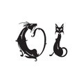 Vector silhouettes cats Royalty Free Stock Photo