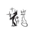 Vector silhouettes cats Royalty Free Stock Photo