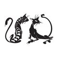 Vector silhouettes cats Royalty Free Stock Photo