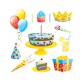 Happy Birthday set. Use to create greeting cards and party Royalty Free Stock Photo