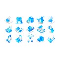 Illustration vector graphic of set of blue icons for web. Royalty Free Stock Photo