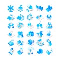 Illustration vector graphic of set of blue icons for web. Royalty Free Stock Photo