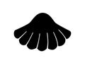 Shell - black vector silhouette. Small casement from a bivalve shell of a sea mollusk - silhouette for a logo, pictogram or icon.