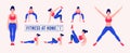 Workout girl set, Woman workout fitness, aerobic and exercises. Vector Illustration. Royalty Free Stock Photo