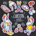 Set of  unicorn winter stickers Royalty Free Stock Photo