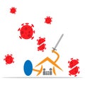Coronavirus protection and quarantine in house. flat design. virus wuhan from china. Vector Illustration on white background Royalty Free Stock Photo