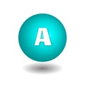 A on blue circle isolated vector icons on white background.