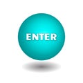 ENTER on blue circle isolated vector icons on white background.