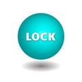 LOCK on blue circle isolated vector icons on white background.