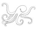 Octopus - sea animal, linear vector picture for coloring. Octopus - a picture for a coloring book on a sea or ocean theme. Outline