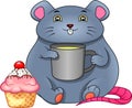Cute fat mouse eating and drinking