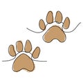 One line dog or cat hand drawn paw print. Royalty Free Stock Photo