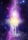 Spiritual energy power, violet flame power, infinity symbol,solar system, universal  portal Royalty Free Stock Photo