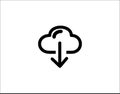 Outline cloud download icon on white vector image