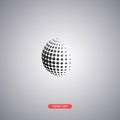 Halftone ball logo isolated on gray background. Sphere in a modern halftone effect.