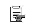 Whistle  with clipboard icon vector illustration. Royalty Free Stock Photo