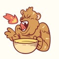 Bear eating hot food