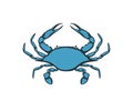 Blue crab logo. Isolated blue crab on white background