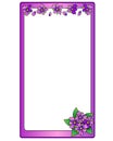 Vertical lilac vector frame with lilac flowers and copy space. The frame is vertical with place for your text or picture.