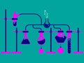 Vector flat design of chemistry lab experiments for Education Royalty Free Stock Photo