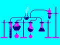 Vector flat design of chemistry lab experiments for Education Royalty Free Stock Photo