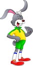 Cartoon cute rabbit wearing sport clothes