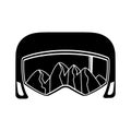 Helmet and goggles icon. Winter sport equipment.