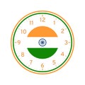 Flag of India concept, Printable clock face template isolated on white background.