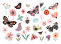 Butterflies, flowers and birds collection