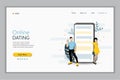 Online dating. Concept of network top application header. Cartoon banner between white background. Royalty Free Stock Photo