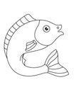 Fish. Gracefully curved fish - linear vector illustration for coloring. Outline. Hand drawing. Linear fish for a coloring book on Royalty Free Stock Photo