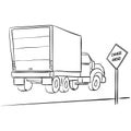 Truck Road Sign Change Ahead Royalty Free Stock Photo