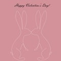 Happy valentines day card with bunny, vector