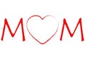 Love and happy mother s day card with red heart Royalty Free Stock Photo