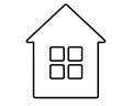 House - linear stylized vector illustration for logo or pictogram. Linear simple one-story house with a window - icon or sign.