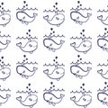 Cute Seamless Pattern With Whales