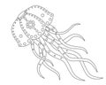Jellyfish floats - linear vector illustration for coloring. Outline. Jellyfish - an element for coloring antistress on a marine an