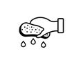 Hand holding a sponge scrubbing a surface icon - Vector