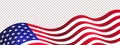 4th of July USA Independence Day. Waving american flag isolated on transparent background Royalty Free Stock Photo